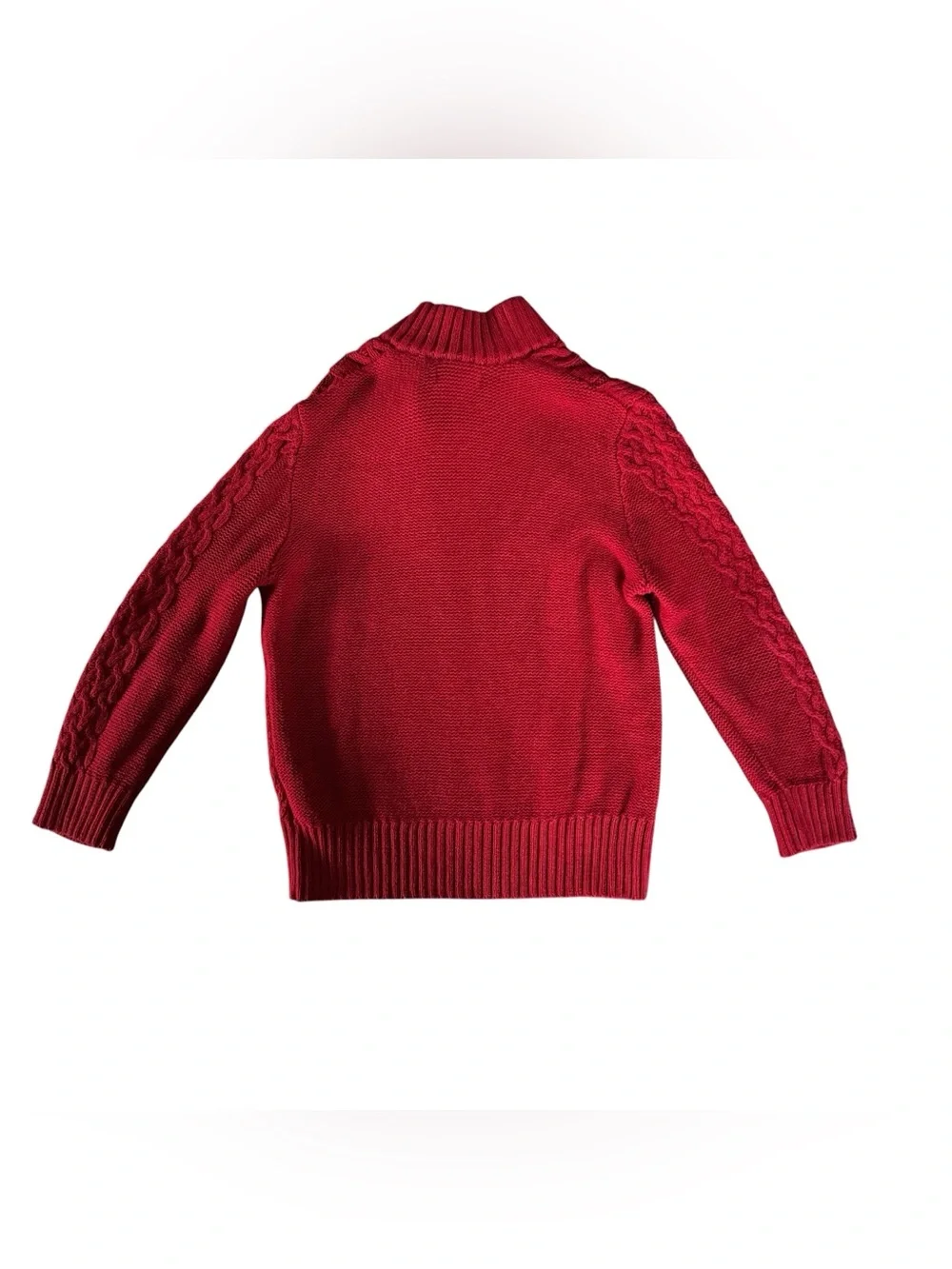 Cat & Jack Red Cable-Knit Sweater Button Turtleneck Christmas Holiday Boys 5T